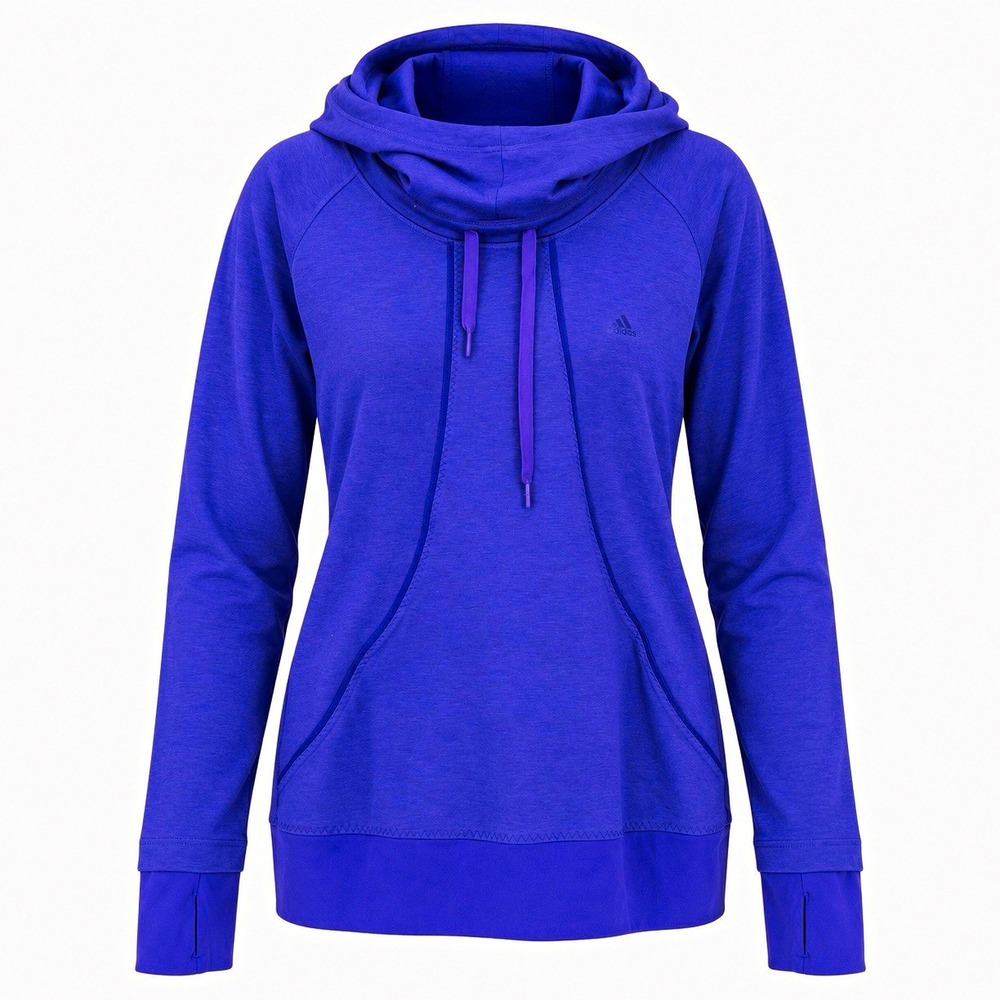 Adidas ClimaWarm Womens XL Purple Cowl Neck Hoodie Pullover Thumbhole Activewear